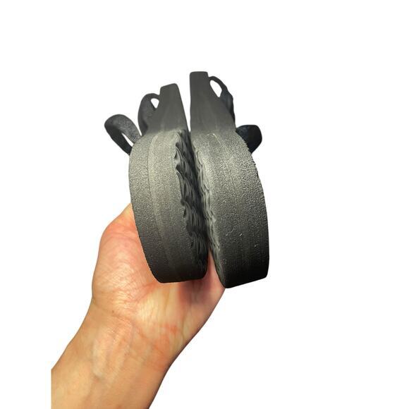 Teva Women 9 Black Thin Strap Canvas Sandals Mush Olowahu Slip-On Foam Flip Flop - Picture 8 of 10